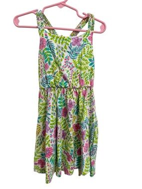 🌺Isaac Mizrahi Girls Floral Tropical Dress Size 4T Braided Straps Open Back NWOT